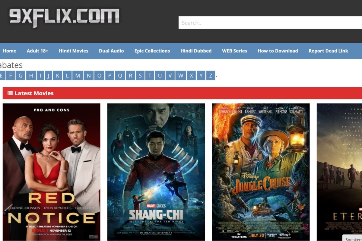 9xflix com website and movies library.

